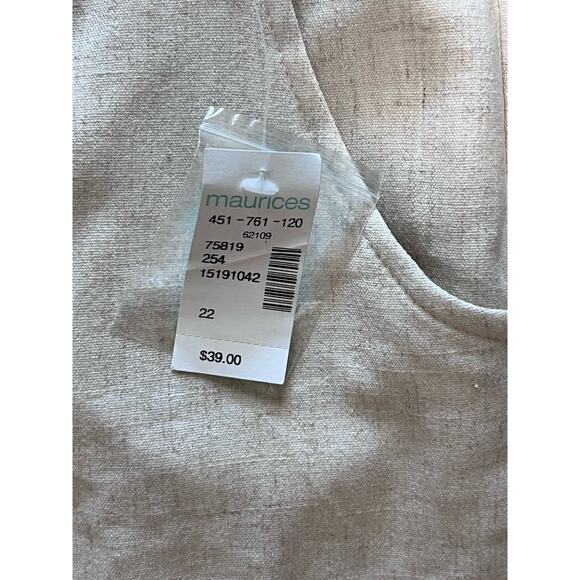 Maurices Wide Leg Capri Pants Womens 22 Ivory Beige Linen Blend NWT - Picture 6 of 6